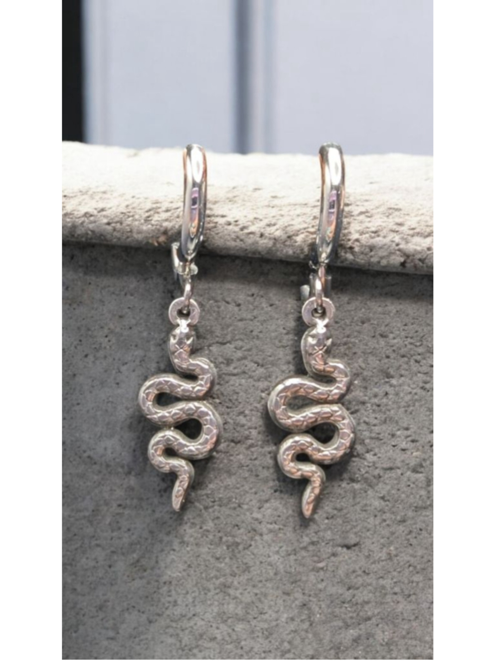 Snake Minimalist Stainless Steel Huggie Hoop Earrings